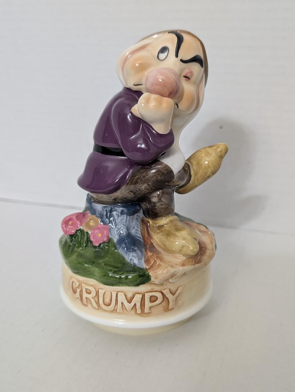 Vintage Disney Schmid Japan Grumpy Dwarf Music Box